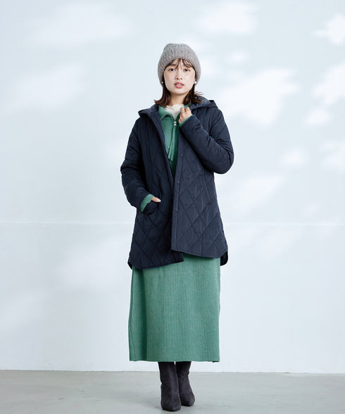 【クリアランスセール】ハーフジップリブニットワンピース