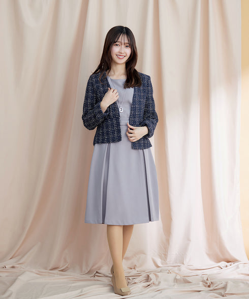 【アウトレット】ダブルストレッチ│ベルト付きタックスカート