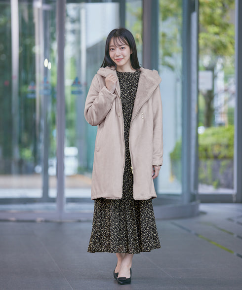 【新色追加】花柄フリルドレープワンピース