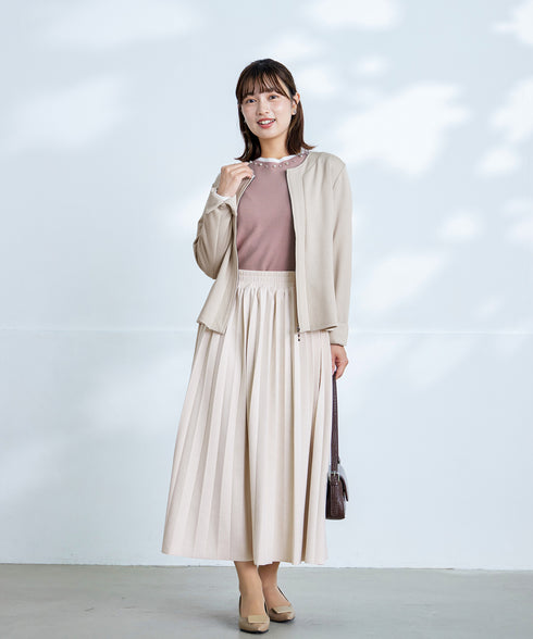 【クリアランスセール】襟パール配色ニットトップス