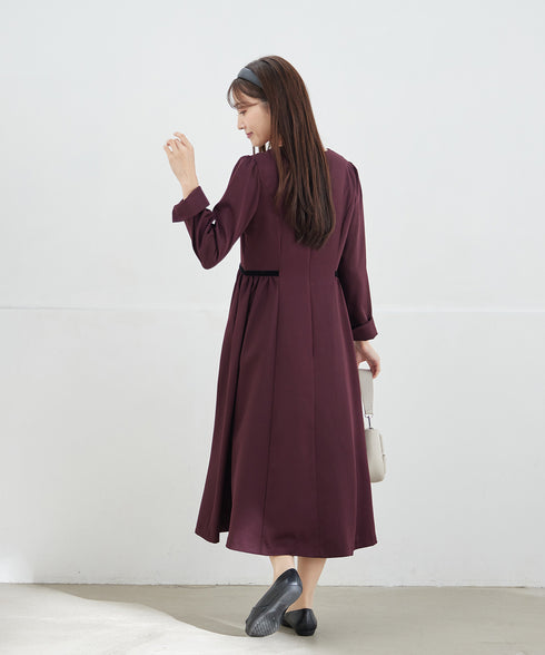 【安田美沙子さん着用】ベロアラインフレアワンピース