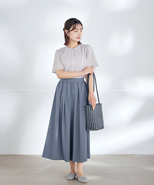 【トップス&スカートセット】ストレッチタフタセットアップ