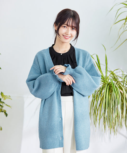 【アウトレット】袖先フリルミドル丈カーデ