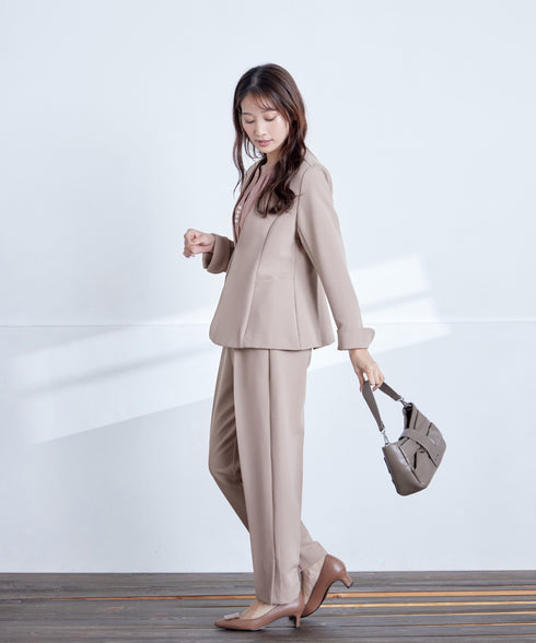 【ストレッチジョーゼット】 スリットテーパードパンツ