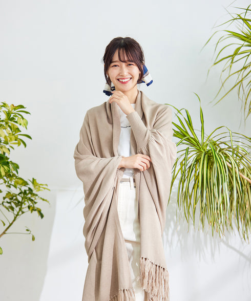 【アウトレット】羽織るだけでお洒落度UPのストール風カーディガン