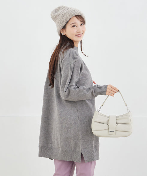 【安田美沙子さん着用 / 選べる2type】ボタンニットチュニック