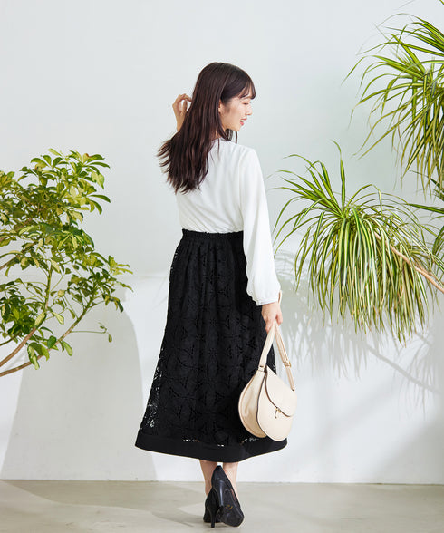 【スマート裏起毛】 ジョーゼットフリルブラウス