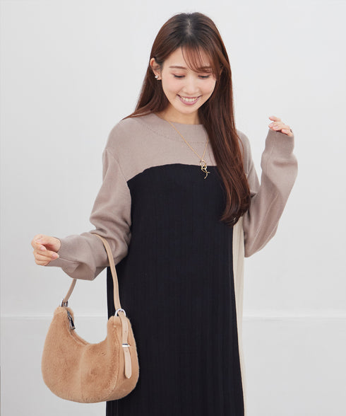 配色切替ニットワンピース