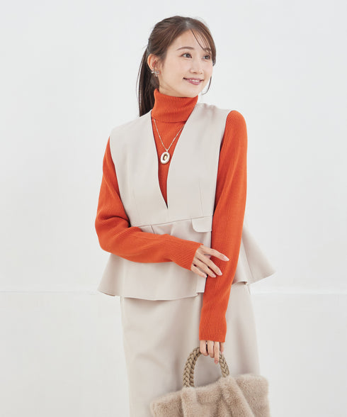 タートルリブニットトップス