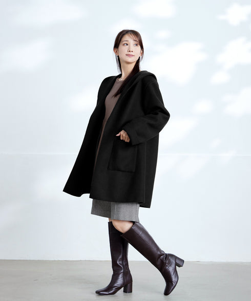 【安田美沙子さん着用】ウール調ヘリンボン柄キュロットパンツ