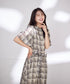 【新色追加】チェック柄フレア袖シアーワンピース