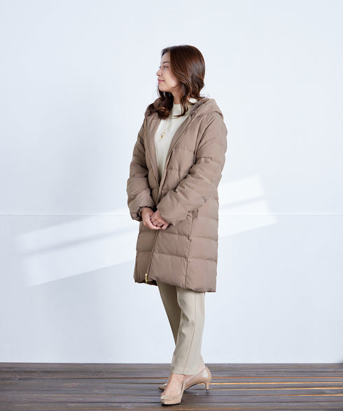 フード裏エコファーダウンコート