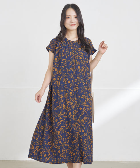 ボタニカル柄シャツワンピース
