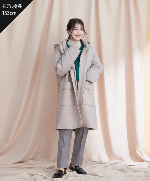 ファイバーダウン×ダンボール異素材ロングコート