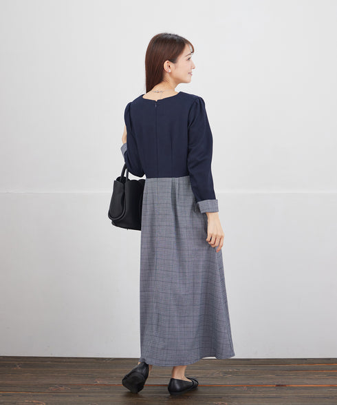 チェックドッキングワンピース