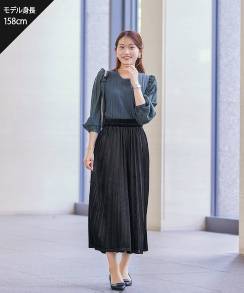 【安田美沙子さん着用】ベロアプリーツスカート