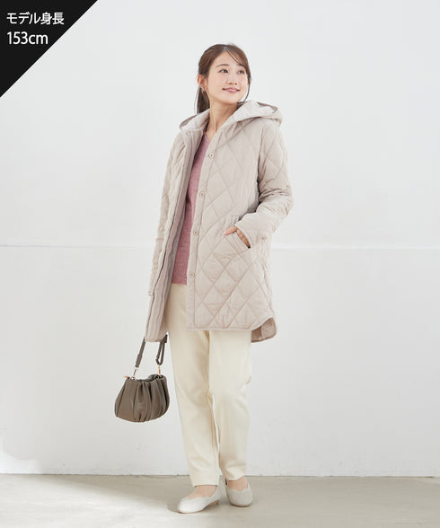 【安田美沙子さん着用】中綿キルティングフードコート