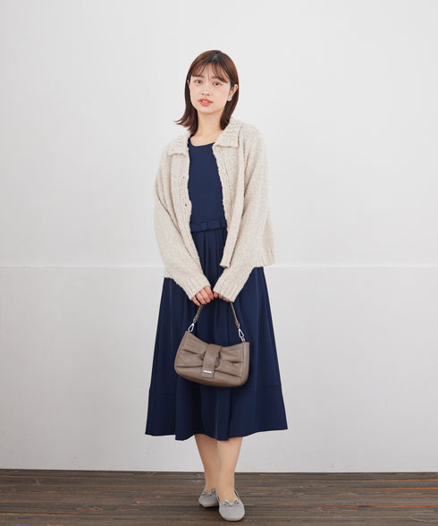 リボンベルトフレアワンピース