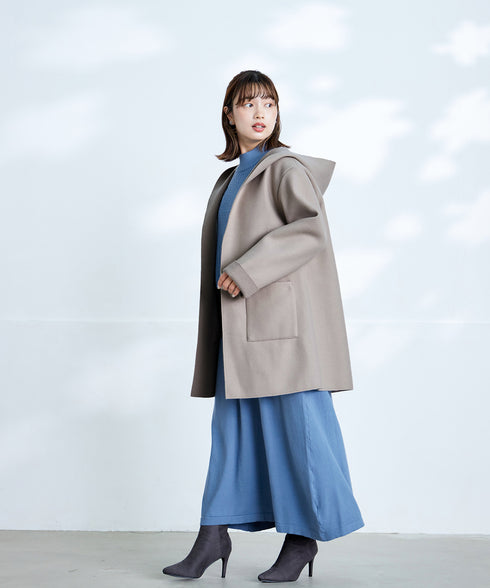 【クリアランスセール】ダブルフェイスニットロングコート