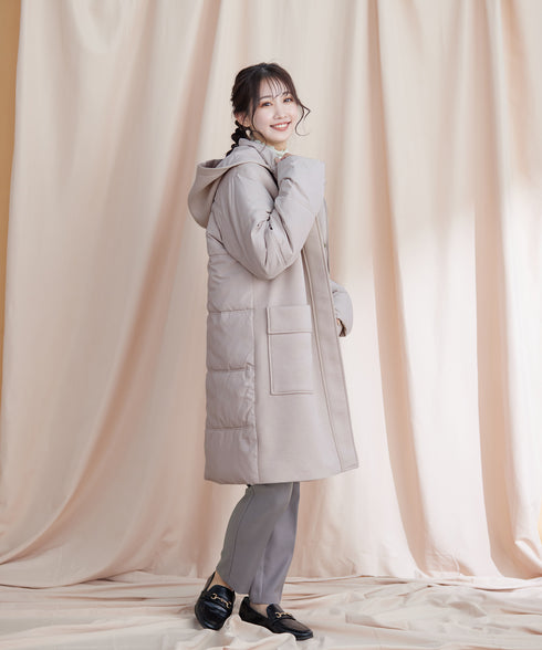ファイバーダウン×ダンボール異素材ロングコート