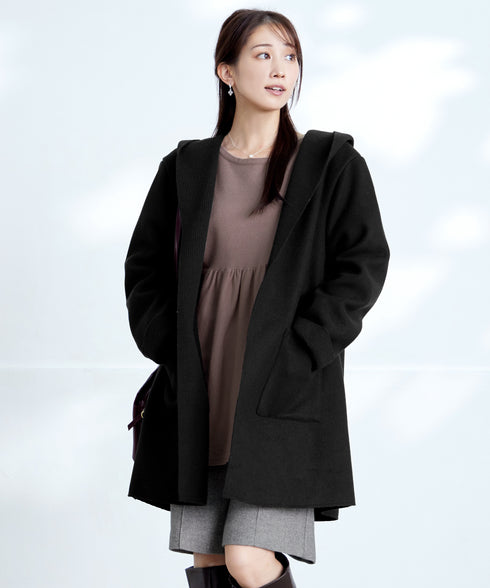 【安田美沙子さん着用】ウール調ヘリンボン柄キュロットパンツ