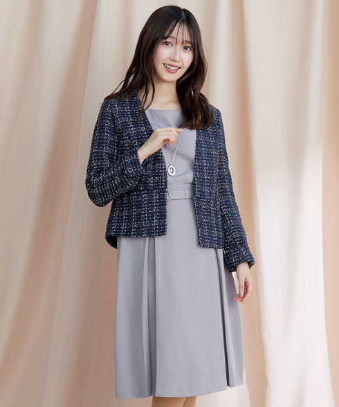 【アウトレット】ダブルストレッチ│ベルト付きタックスカート