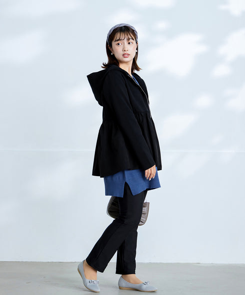 【クリアランスセール】異素材ジップフレアパーカー