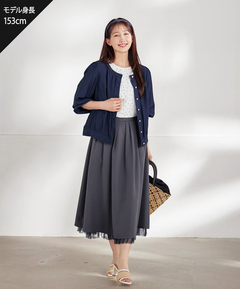 パールボタンシアーブルゾン