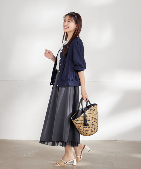 パールボタンシアーブルゾン