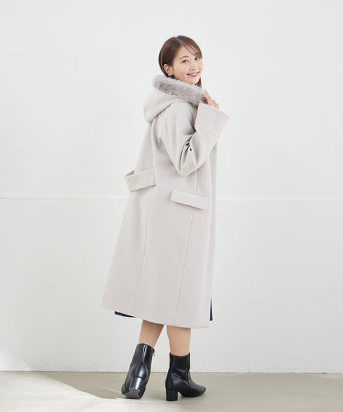 2WAYフード付きフェイクウールコート