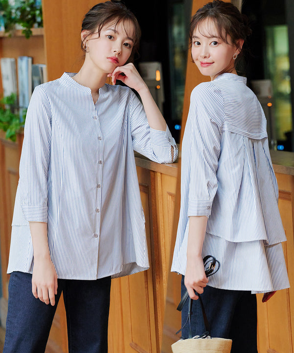 バックタックフレアシャツチュニック