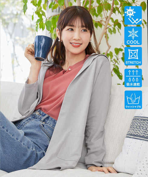 【小倉優子さん着用・UVケア・接触冷感】“やみつき”カットソーパーカーカーデ