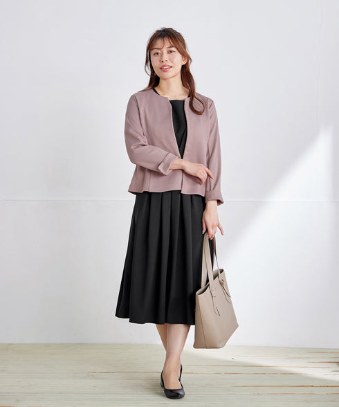 【選べる袖丈】 タックフレアワンピース