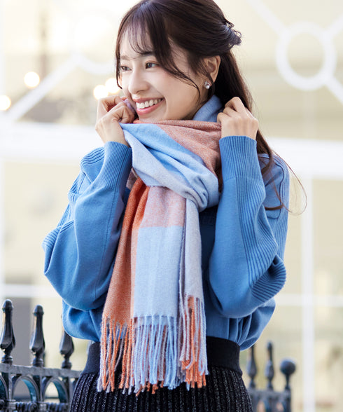 大判チェックマフラー