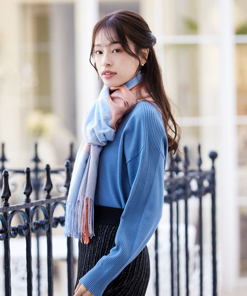 大判チェックマフラー