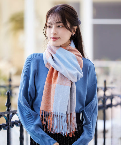 大判チェックマフラー