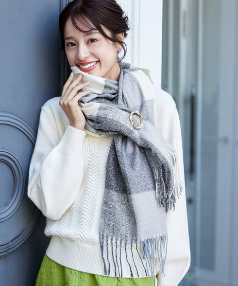 大判チェックマフラー