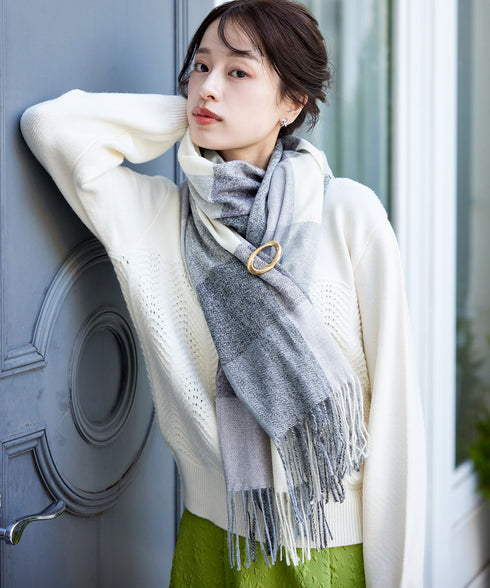 大判チェックマフラー