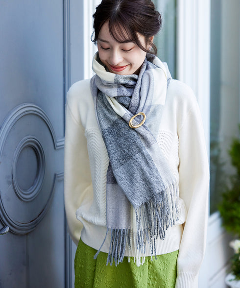 大判チェックマフラー