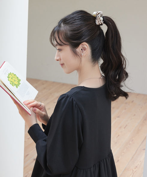 パール×ツイードリボンヘアゴム