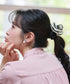 配色パイピングフラワーヘアゴム