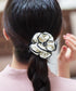配色パイピングフラワーヘアゴム