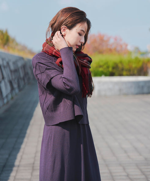 【安田美沙子さん着用】ウール混チェックマフラー