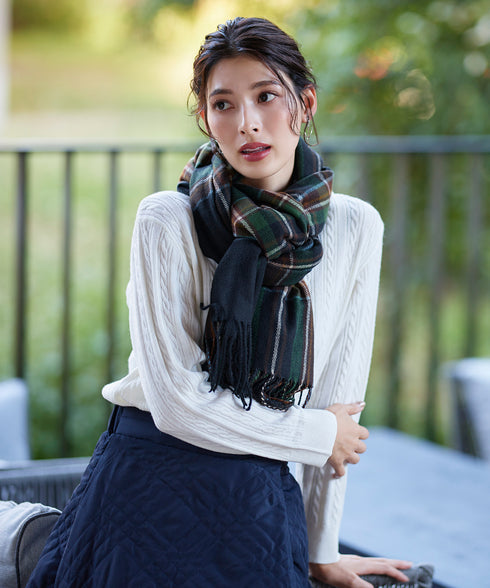 【安田美沙子さん着用】ウール混チェックマフラー