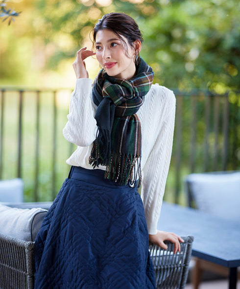 【安田美沙子さん着用】ウール混チェックマフラー