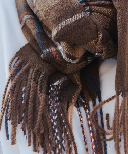 【安田美沙子さん着用】ウール混チェックマフラー