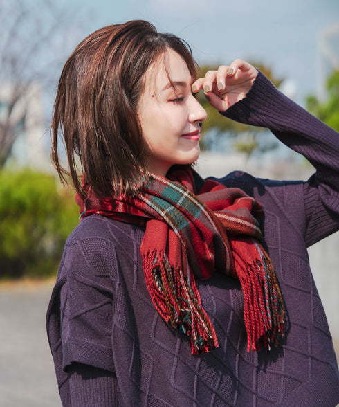 【安田美沙子さん着用】ウール混チェックマフラー