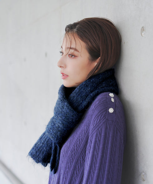 リブ編みマフラー