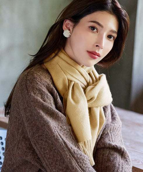 【ウール100%】フリンジ付きマフラー