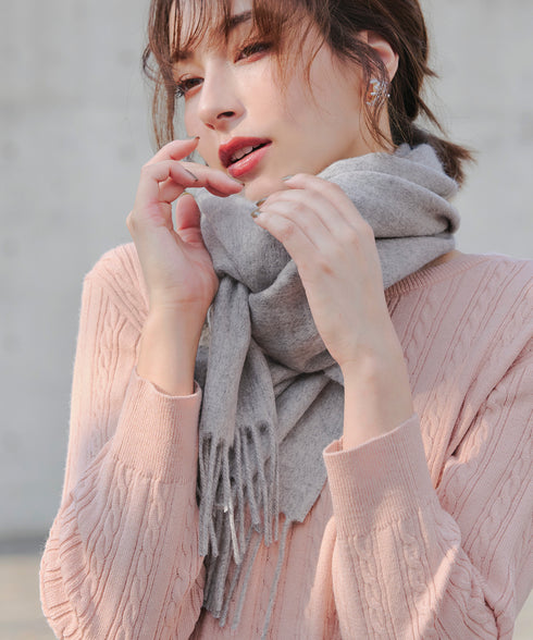 【ウール100%】フリンジ付きマフラー